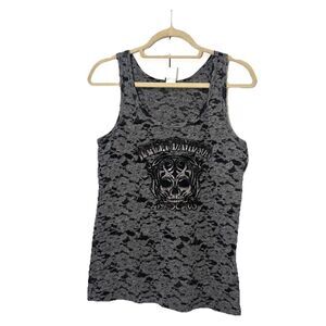 Harley Davidson Tank Top Womens XL Y2K Motorcycle Burnout Bling 2016 Gray Black